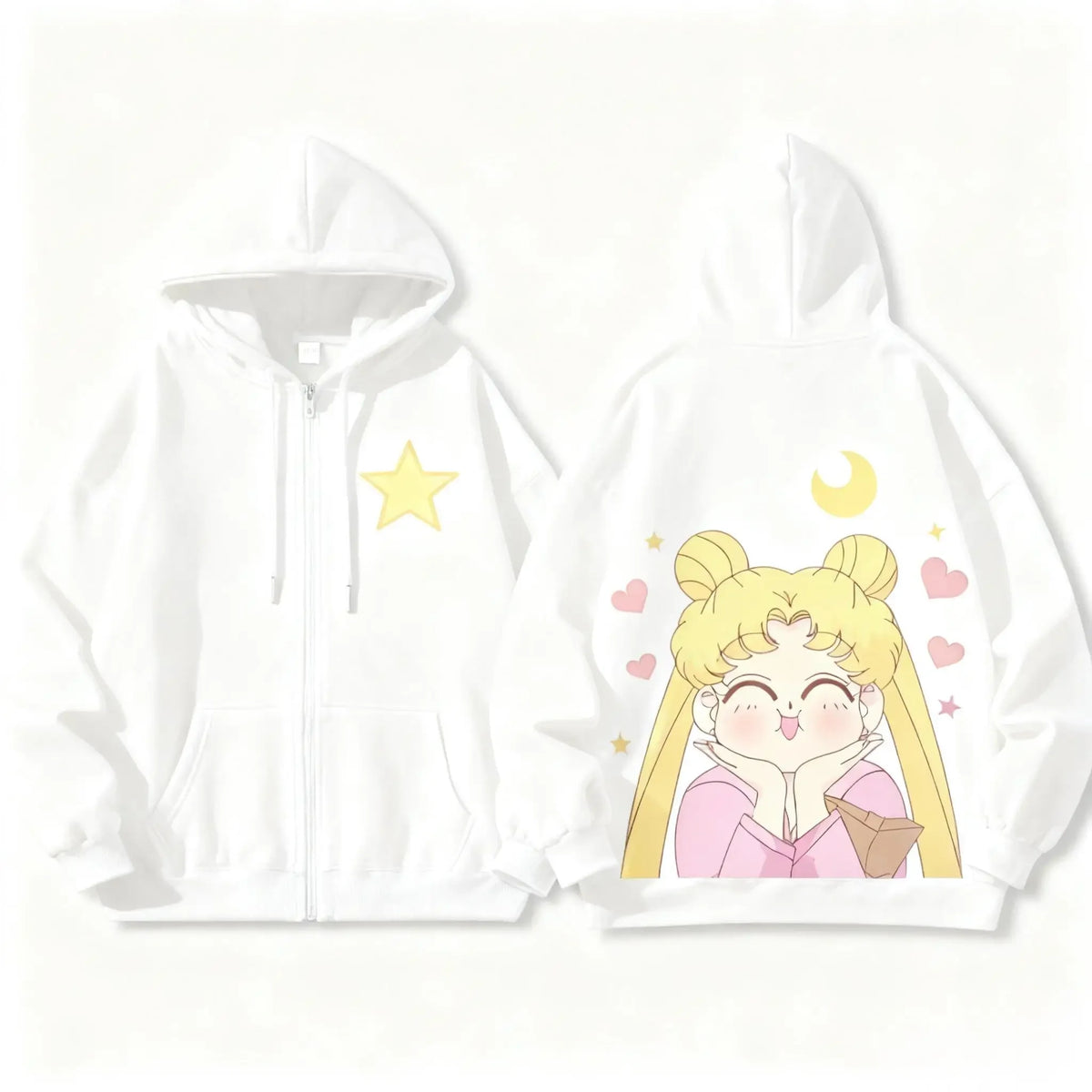 Sailor Moon Zip-Up Hoodie – Kawaii Anime Sweatshirt