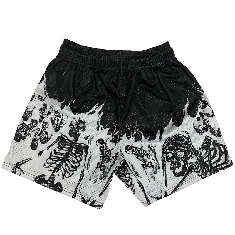 Skull Print Men's Casual Shorts – Streetwear