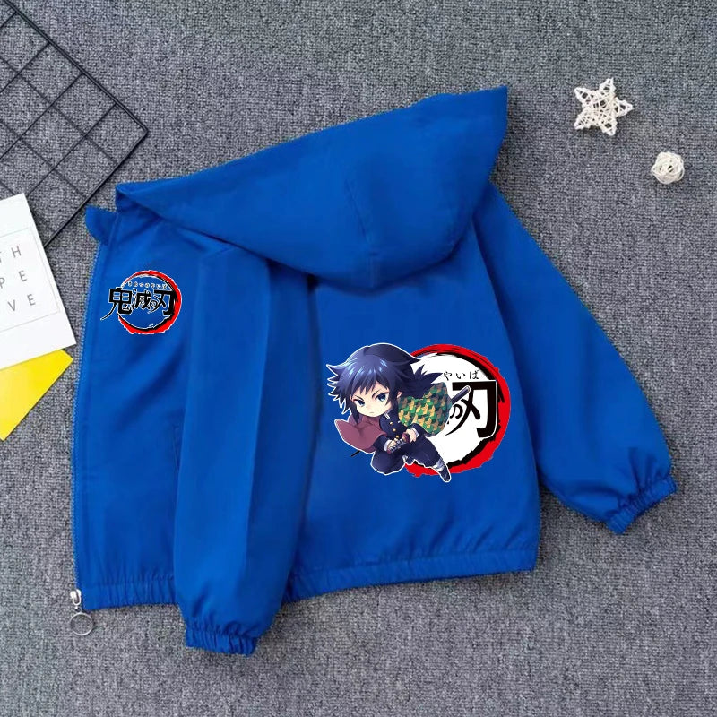 Demon Slayer Kids Windbreaker – Anime Sweatshirt Jacket