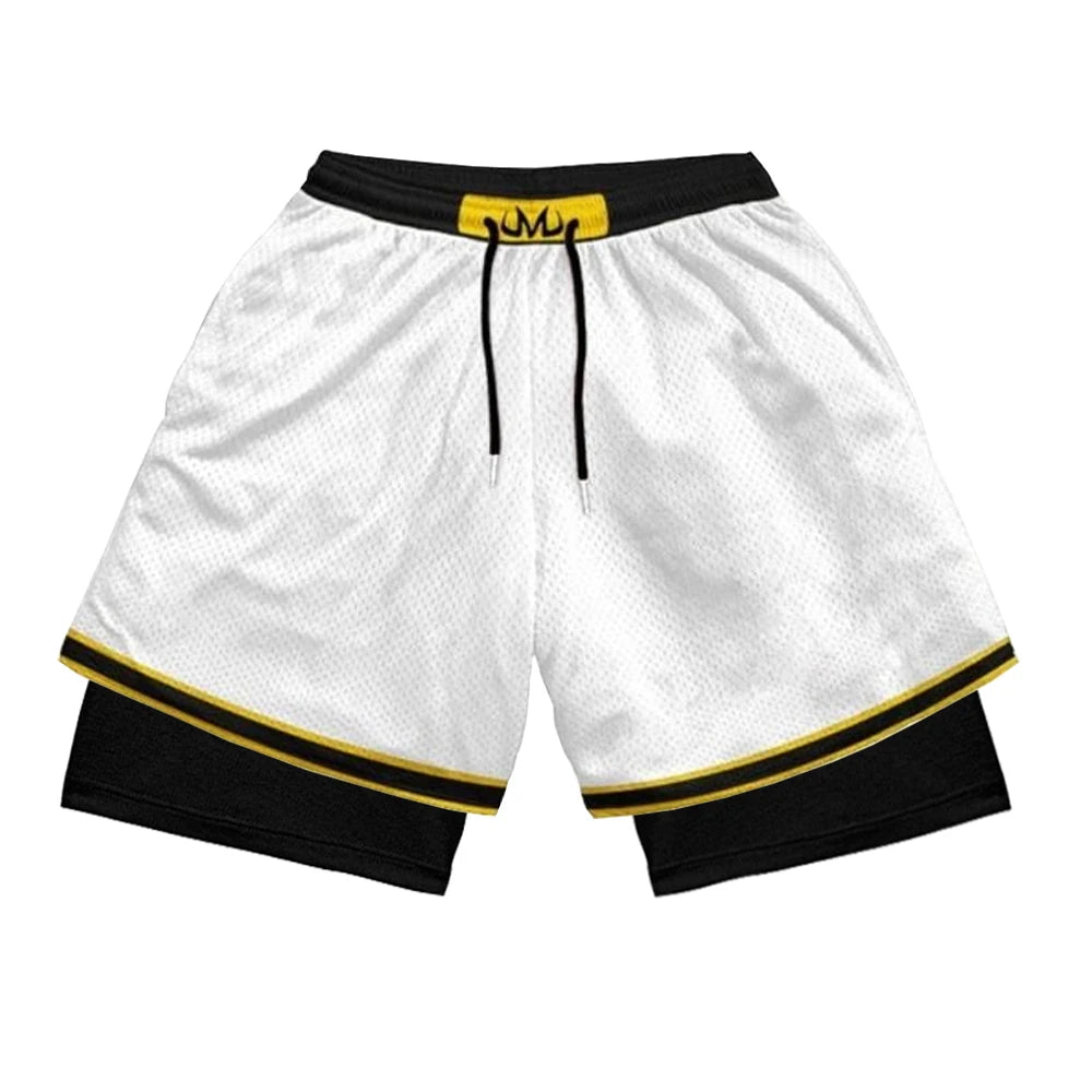 Anime Print 2-in-1 Gym Shorts with Pockets