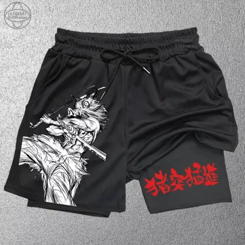 Demon Slayer 2-in-1 Quick Dry Gym Shorts