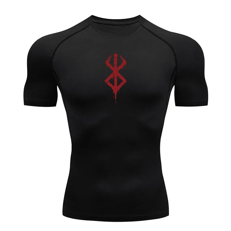 Anime Print Compression Gym Shirt – Quick Dry