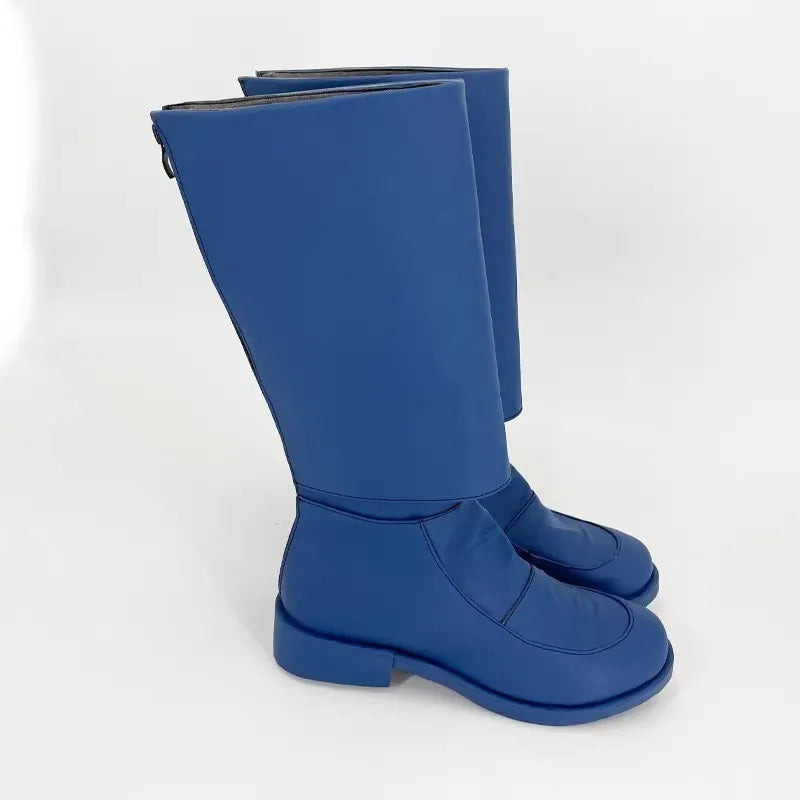 Golden Kamuy Saichi Sugimoto Cosplay Costume Shoes Blue Handmade Faux Leather Boots