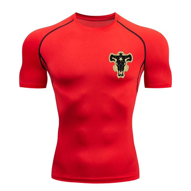 Bull Print Compression Gym Shirt – Quick Dry