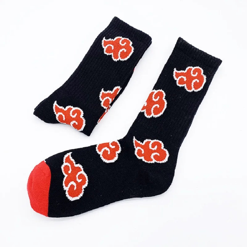 Akatsuki Red Cloud Socks – Naruto Anime Cotton Socks