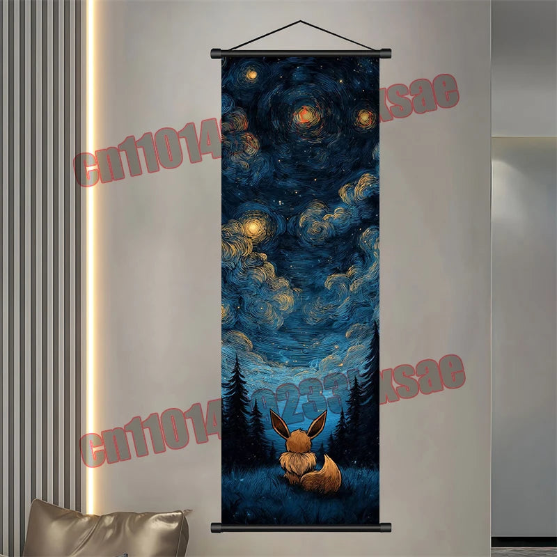 Pokémon Scroll Poster – Gengar, Eevee & Pikachu Wall Art