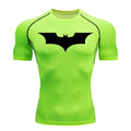 Men's Bat Print Compression Shirts Summer Short Sleeve Rash Guard Gym Workout Running T-Shirt Athletic Quick Dry Tees Tops