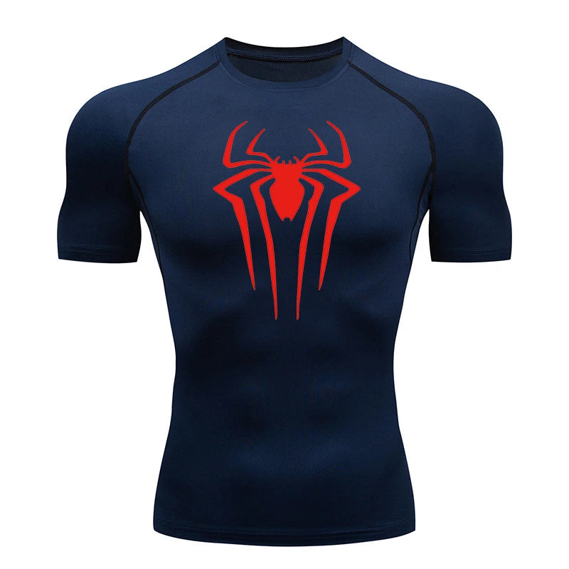 Spider Print Compression Gym Shirt – Quick Dry