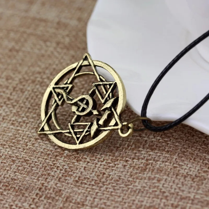 Anime Fullmetal Alchemist Metal Pendant Necklace Edward Elric Logo Necklace Cosplay Props Backpack Jewelry Accessories
