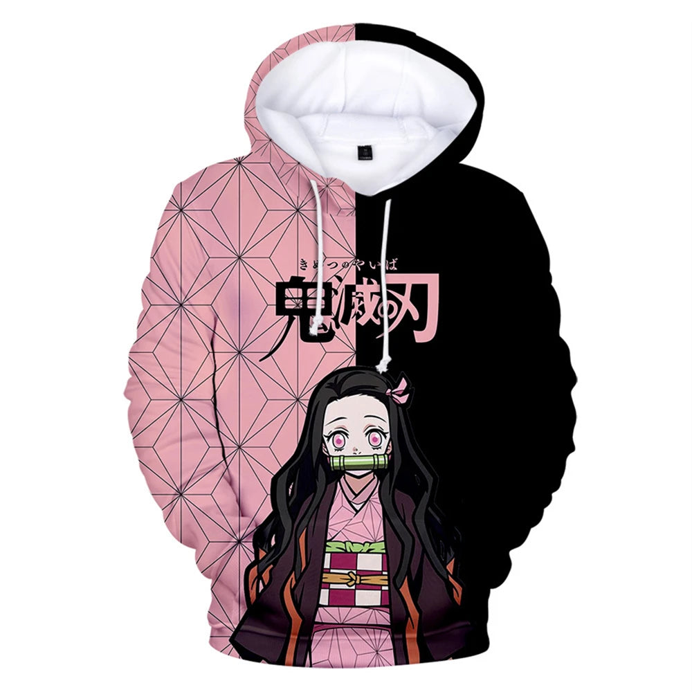 Anime 3D Print Oversized Hoodie – Y2K Pullover