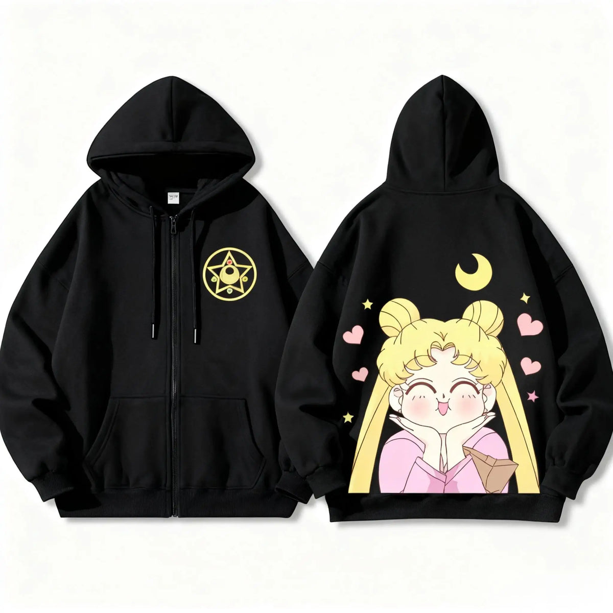 Sailor Moon Zip-Up Hoodie – Kawaii Anime Sweatshirt