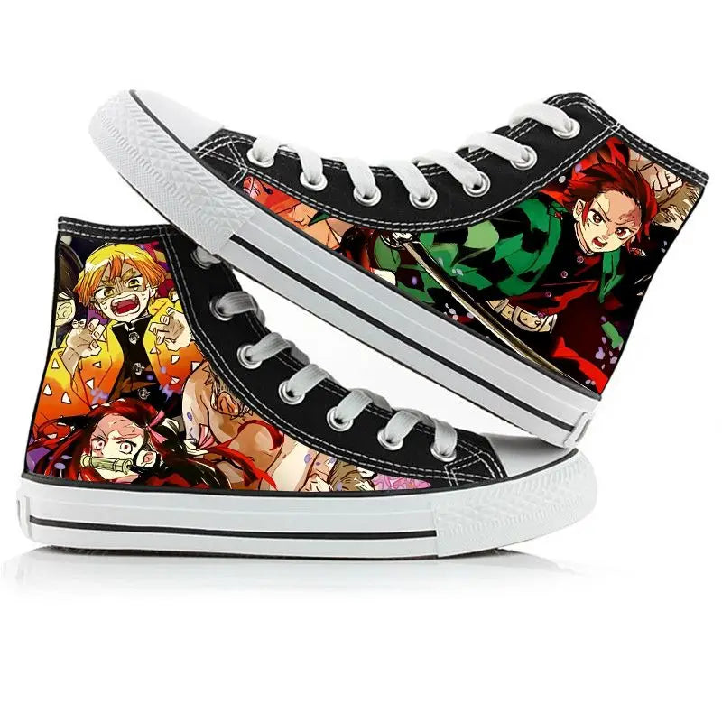 Demon Slayer Canvas Sneakers – Hand-Painted High-Top Shoes