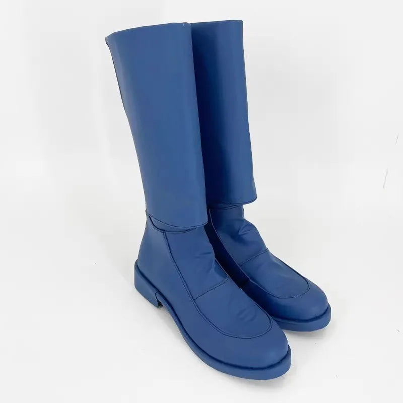 Golden Kamuy Saichi Sugimoto Cosplay Costume Shoes Blue Handmade Faux Leather Boots