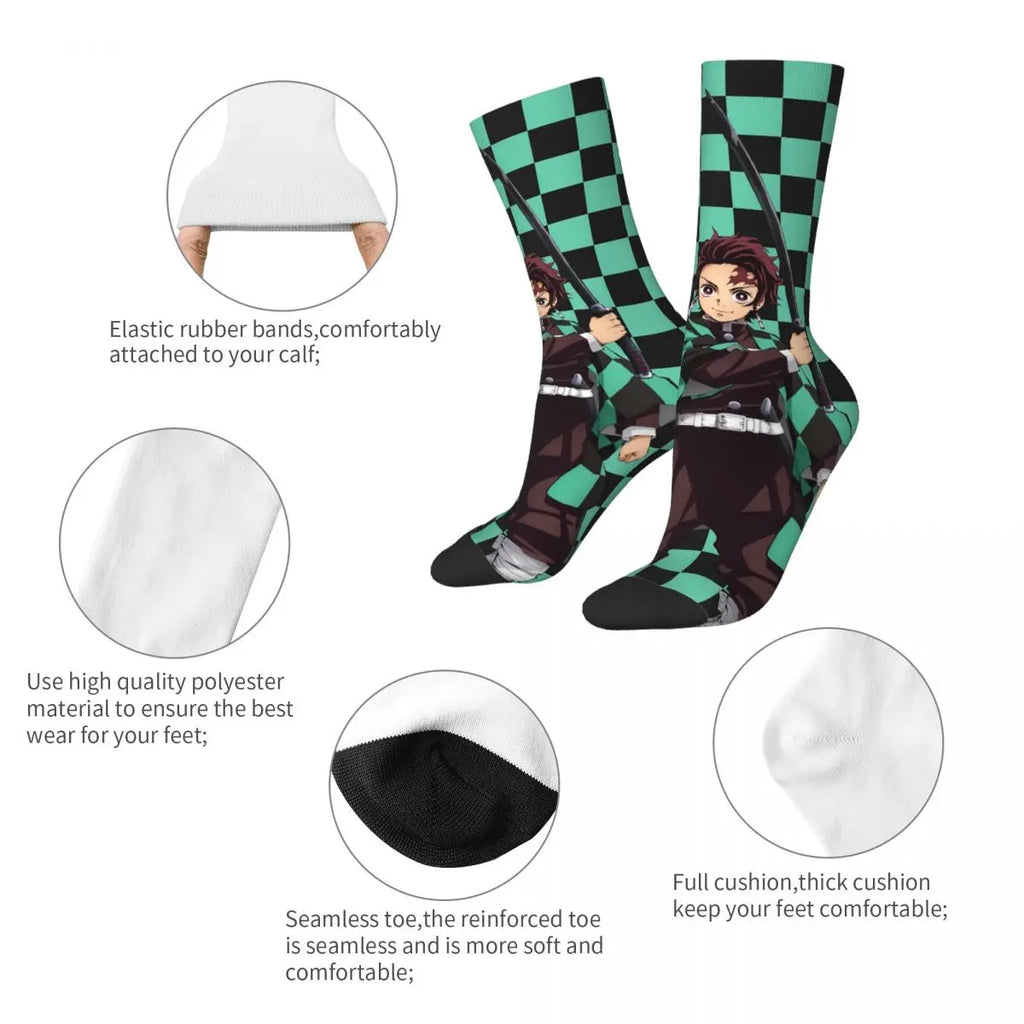 Demon Slayer Anime Crew Socks – Retro Pattern