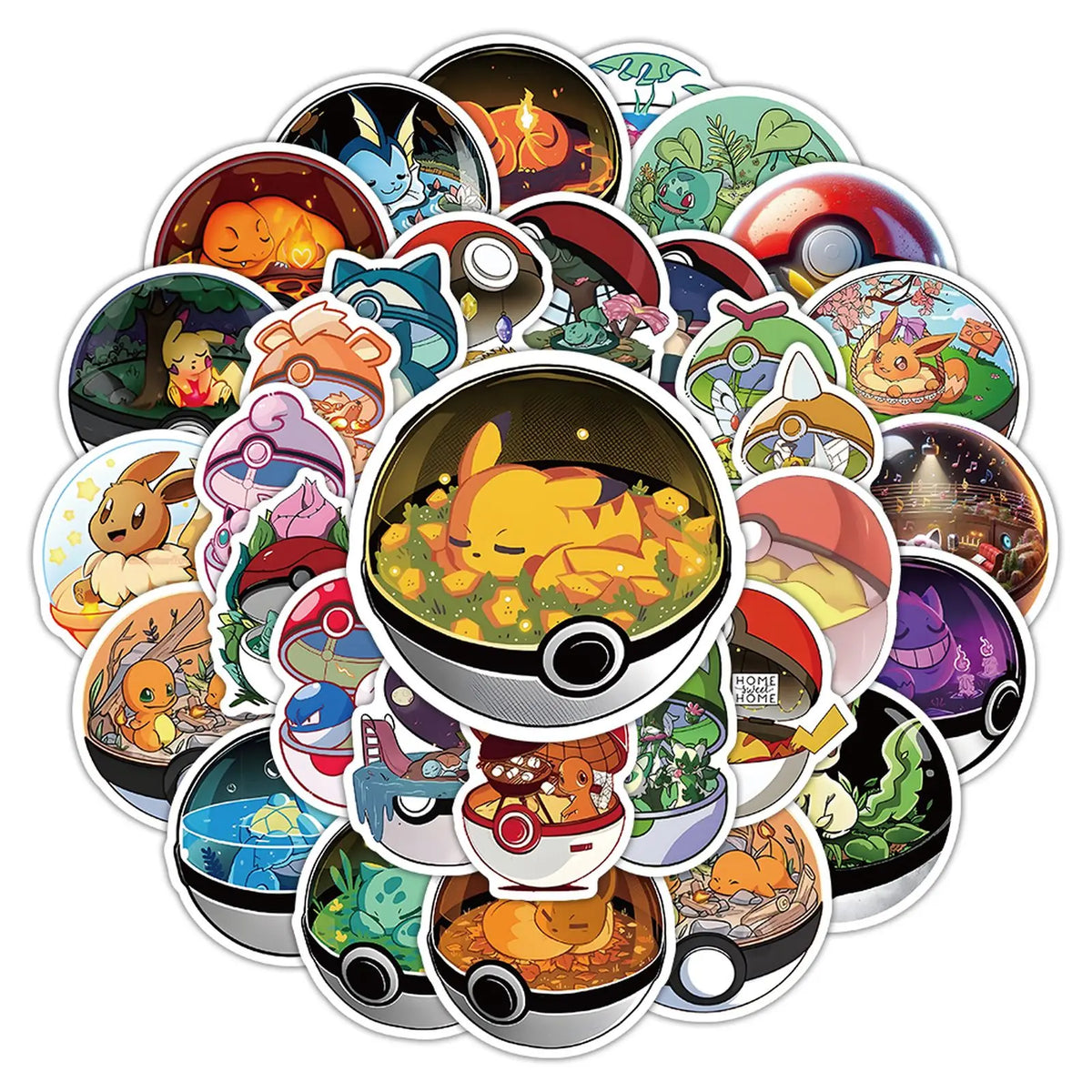 Poké Ball Pikachu Sticker Pack – Cute Decals