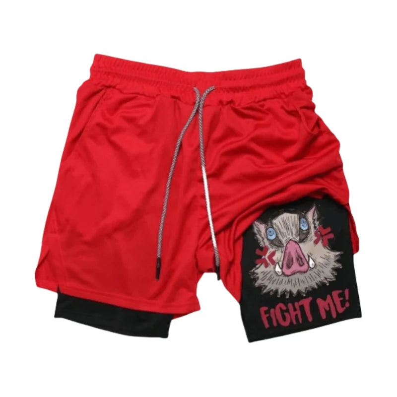 Demon Slayer Symbols Double-Layer Gym Shorts