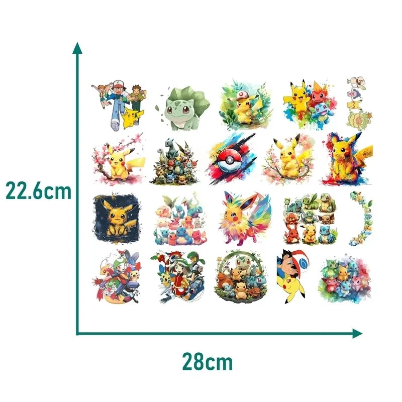 2pcs Miniso Co-Branded IP Pikachu Heat Transfer Iron-On Clothes Patches for Printed Vinyl Thermal Washable Children's T-Shirt Decor