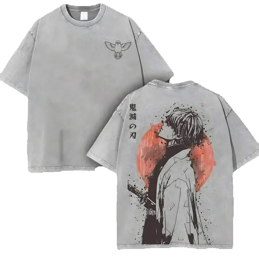 Zenitsu Vintage Washed T-Shirt – Demon Slayer Anime Tee