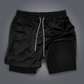Summer Quick Dry Gym Shorts Men Demon Slayer Fashion Anime Print Double-layer Pants Streetwear Sportswear Fitness Beach Pants