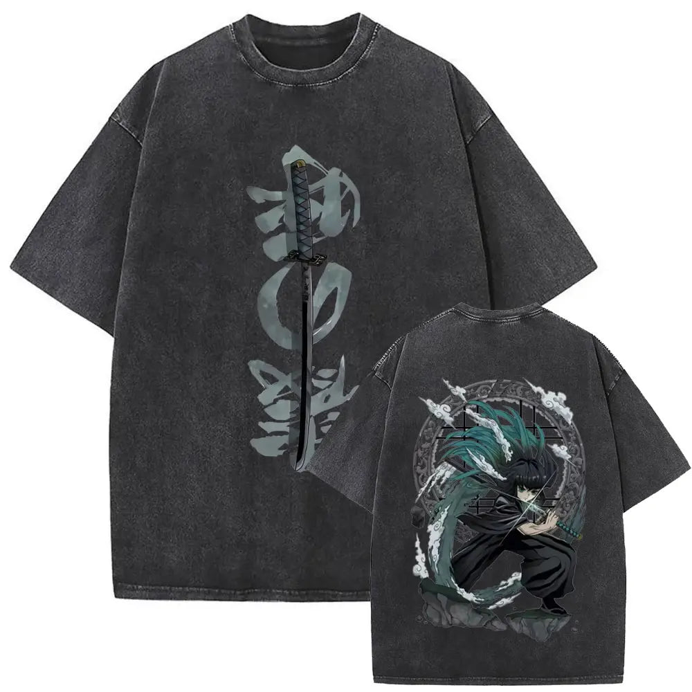 Demon Slayer Vintage Graphic T-Shirt – Oversized Anime Streetwear