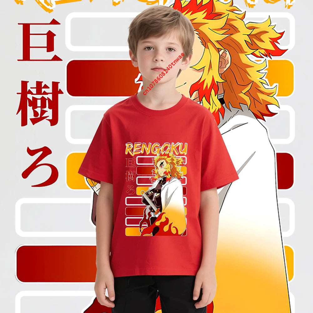 Rengoku Kyojuro Kids T-Shirt – Demon Slayer Cotton Tee