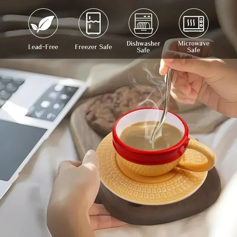 Upside-Down Hat Mug & Saucer – Creative Coffee Cup