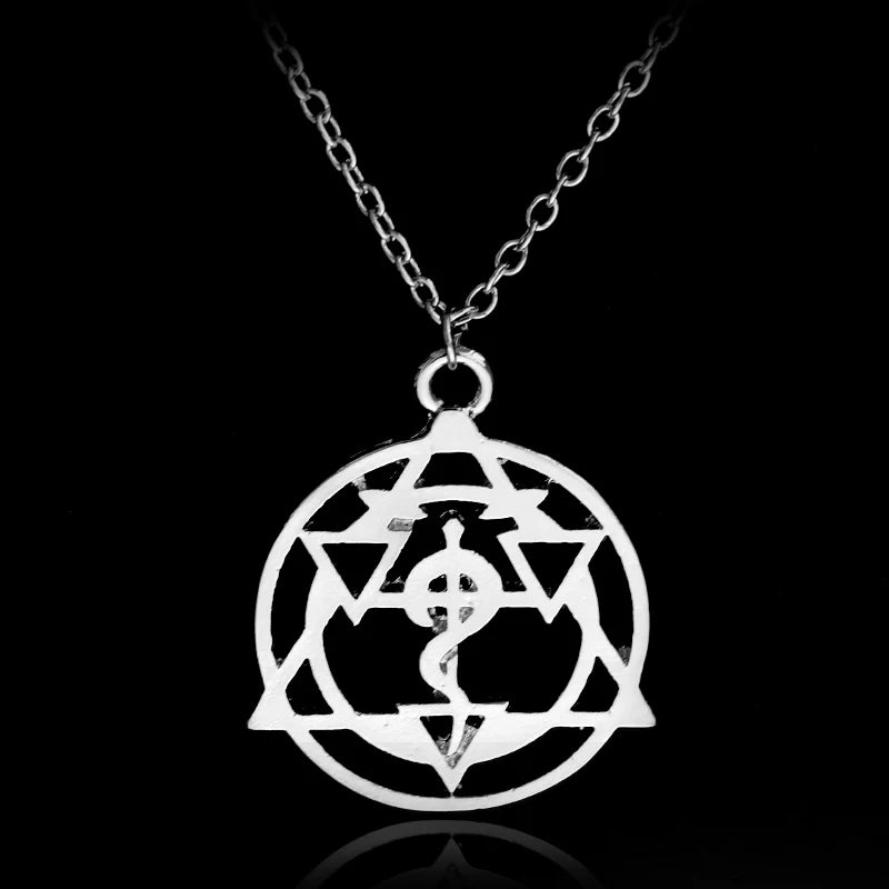 Anime Fullmetal Alchemist Metal Pendant Necklace Edward Elric Logo Necklace Cosplay Props Backpack Jewelry Accessories