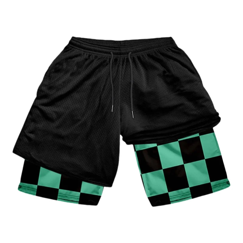 Demon Slayer Symbols Double-Layer Gym Shorts