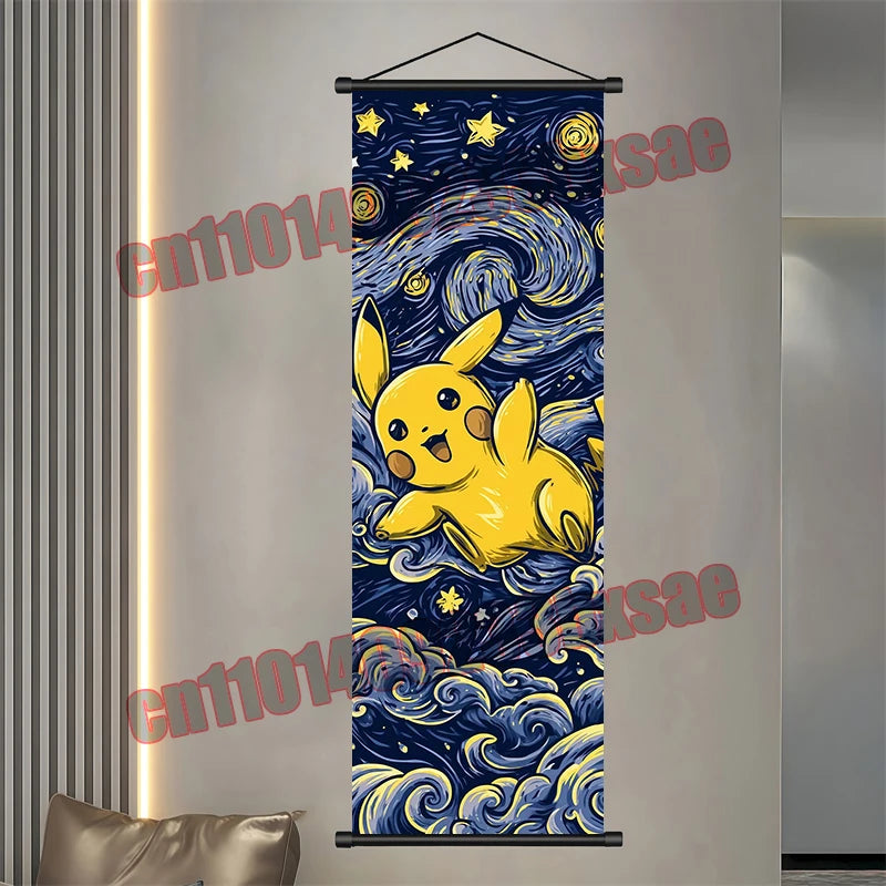 Pokémon Scroll Poster – Gengar, Eevee & Pikachu Wall Art