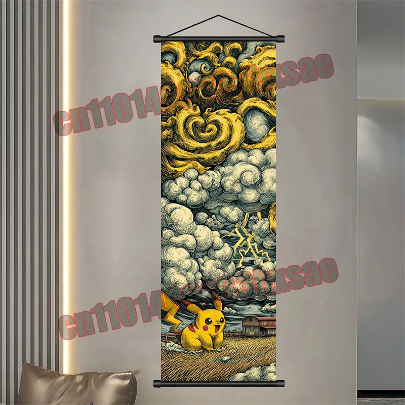 Pokémon Scroll Poster – Gengar, Eevee & Pikachu Wall Art