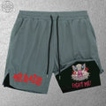 Men's Fitness Two-in-One Shorts Double-Layer Beach Pants Trendy Printed Sports Shorts Outdoor Training Running Shorts S-2XL