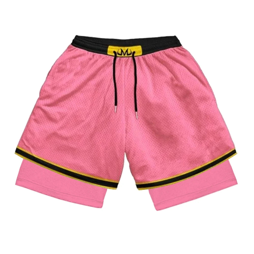 Anime Print 2-in-1 Gym Shorts with Pockets