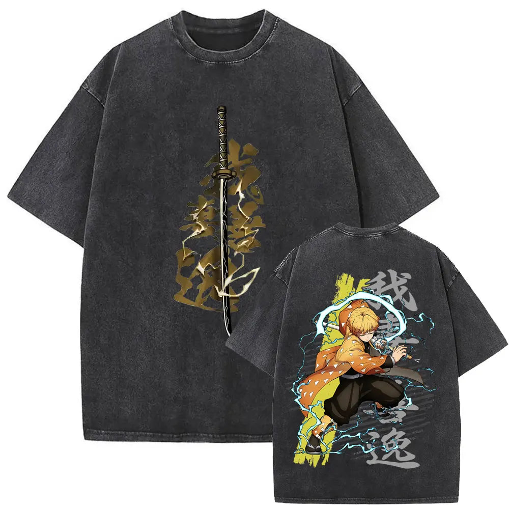 Demon Slayer Vintage Graphic T-Shirt – Oversized Anime Streetwear