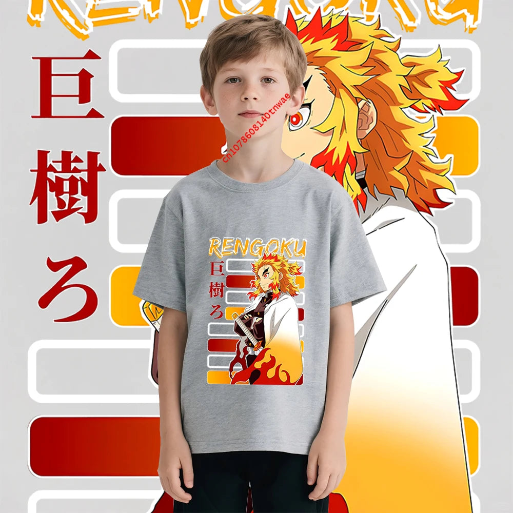 Rengoku Kyojuro Kids T-Shirt – Demon Slayer Cotton Tee