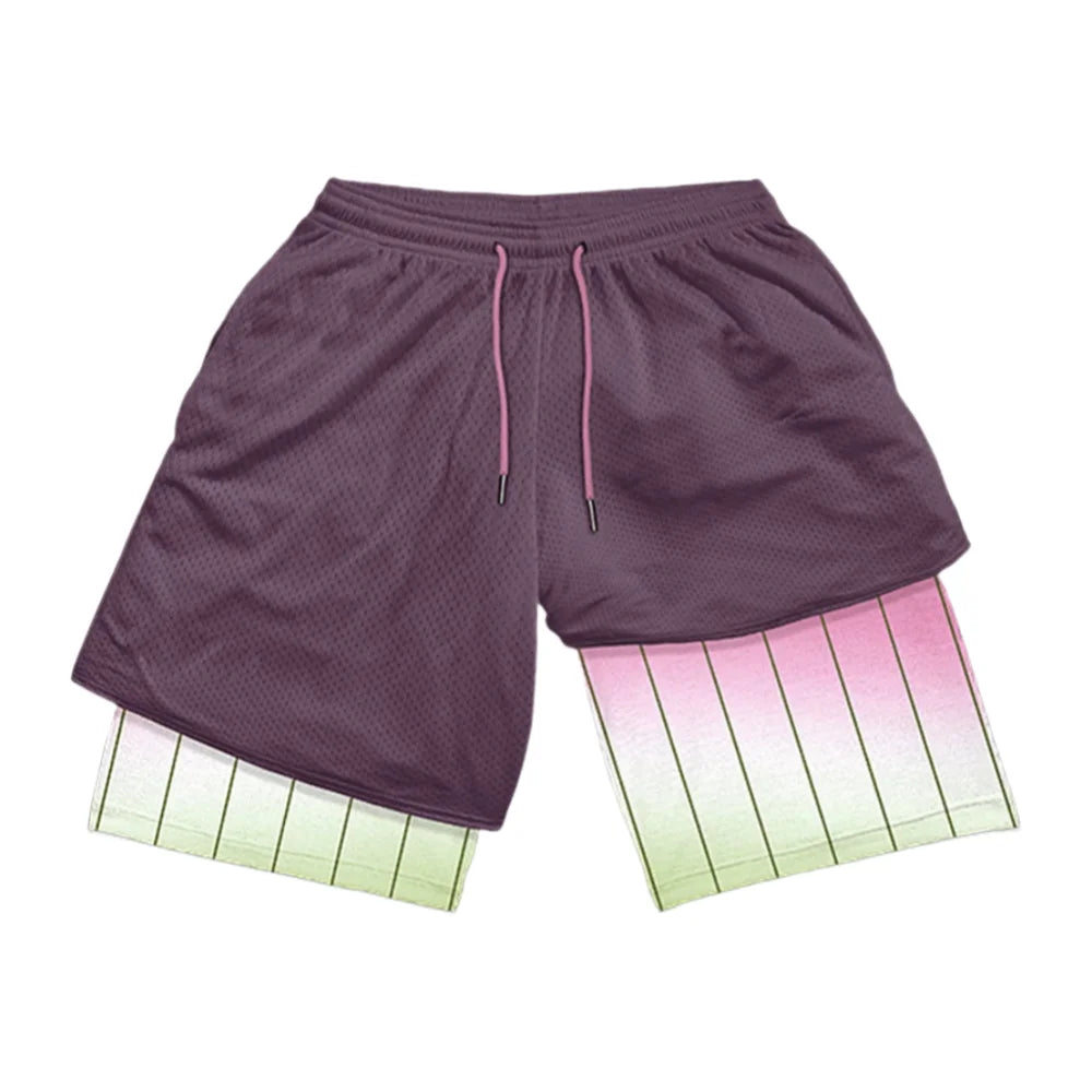 Demon Slayer Symbols Double-Layer Gym Shorts