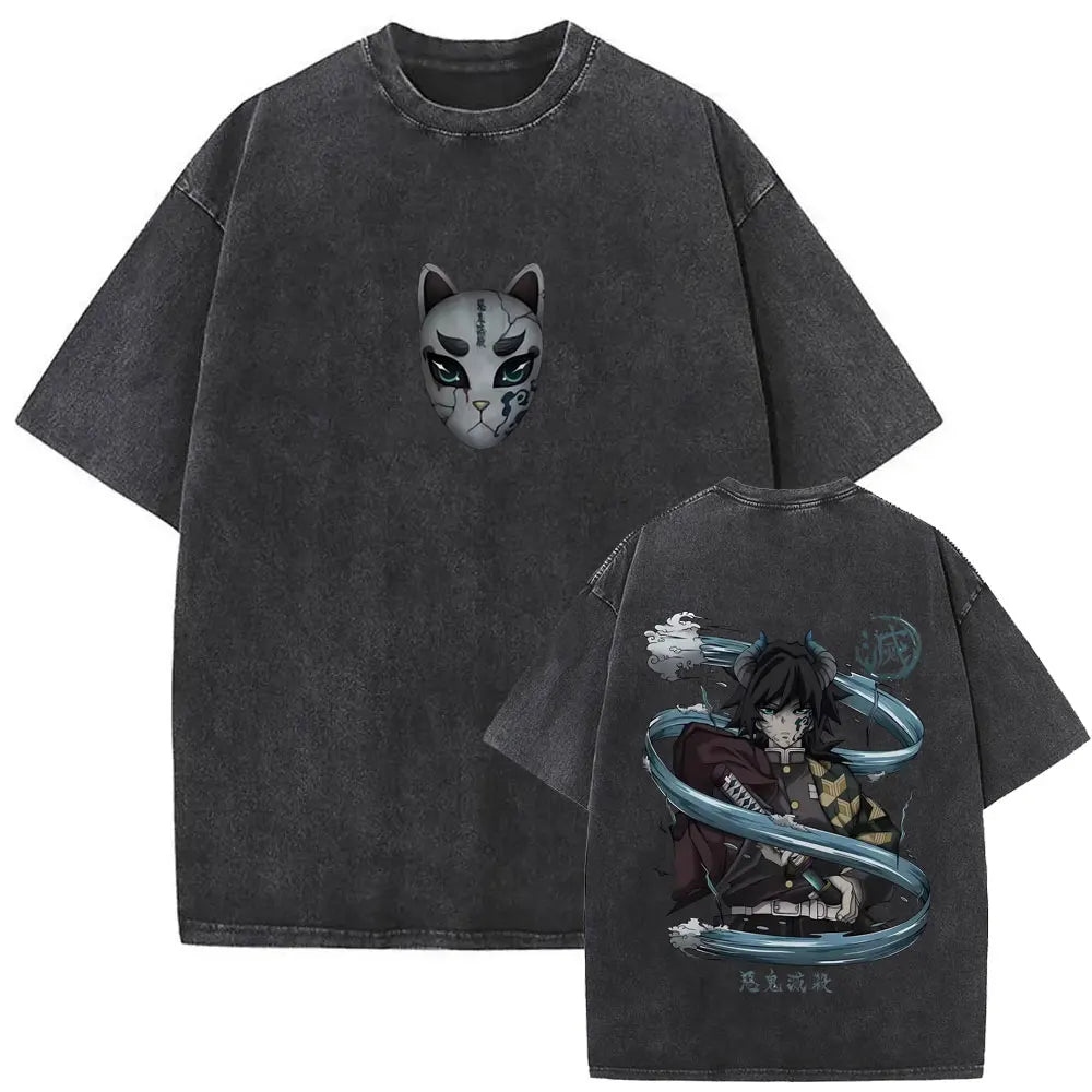 Demon Slayer Vintage Graphic T-Shirt – Oversized Anime Streetwear