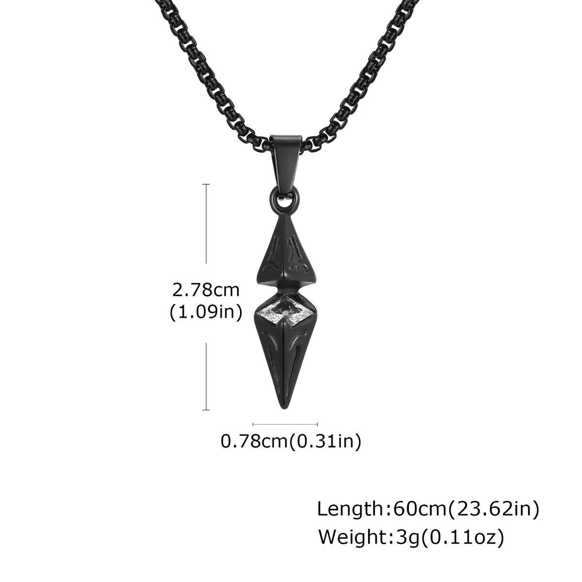 Blue Stone Cube Pendant Necklace – Men's Stainless Steel
