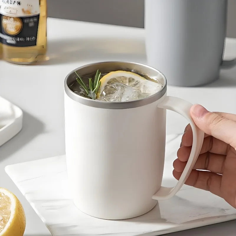 450ml Gengar Water Mug 304 Stainless Steel Coffee Cup Cartoon Double Layer Milk Breakfast Mug with Plastic Handle Office Tea Cup