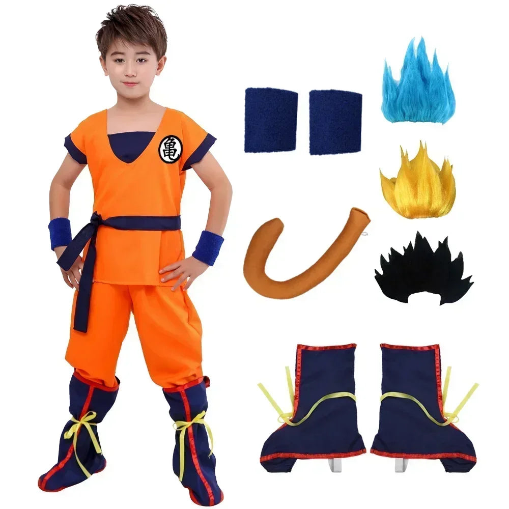 Goku Kids & Adult Cosplay Costume – Dragon Ball with Tail & Wig