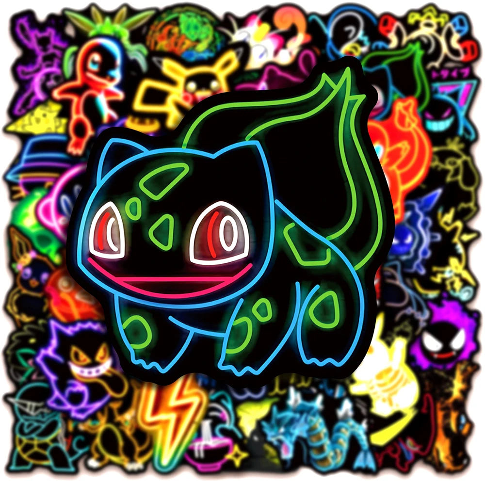 Neon Pikachu Pokémon Sticker Pack – Glow Decals