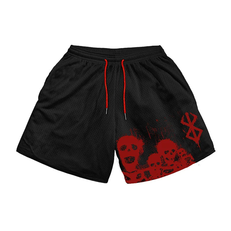 Anime 3D Print Gym Shorts with Pockets