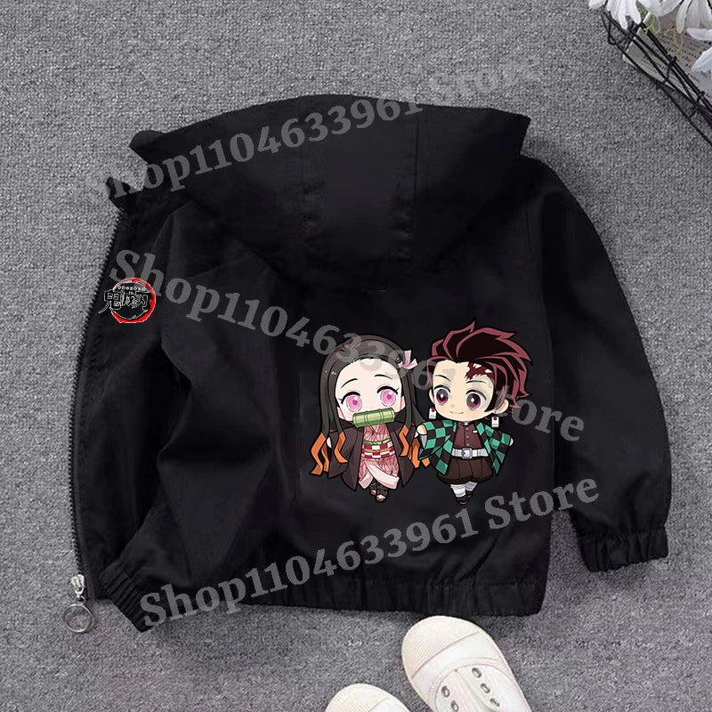 Demon Slayer Kids Windbreaker – Anime Sweatshirt Jacket
