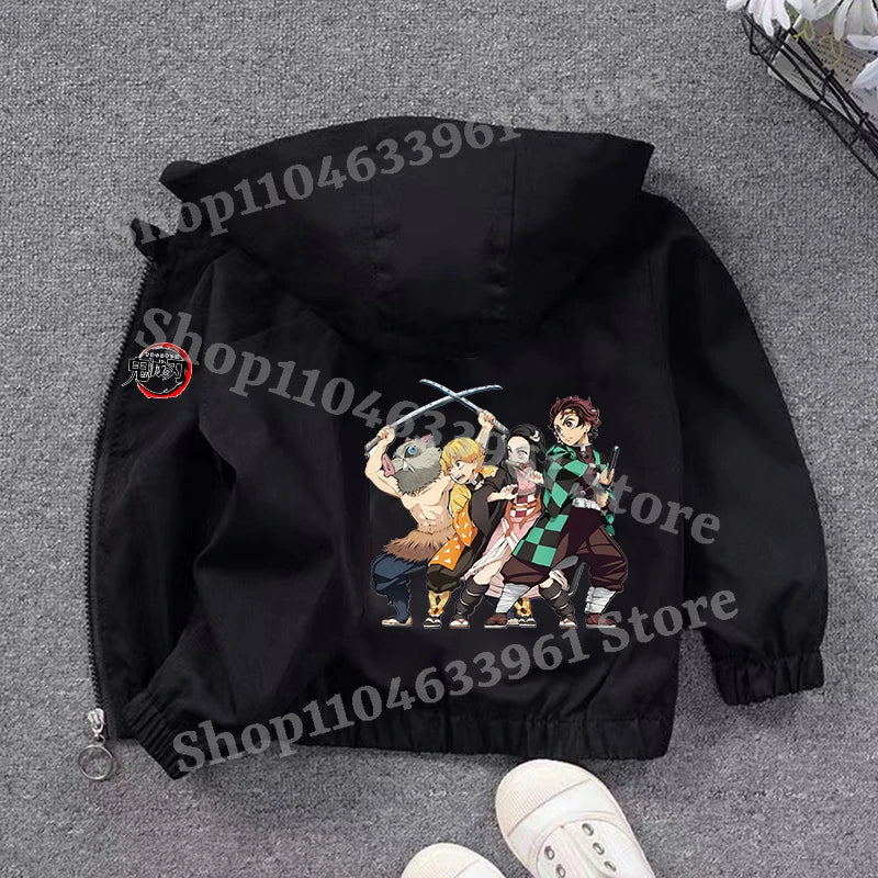 Demon Slayer Kids Windbreaker – Anime Sweatshirt Jacket