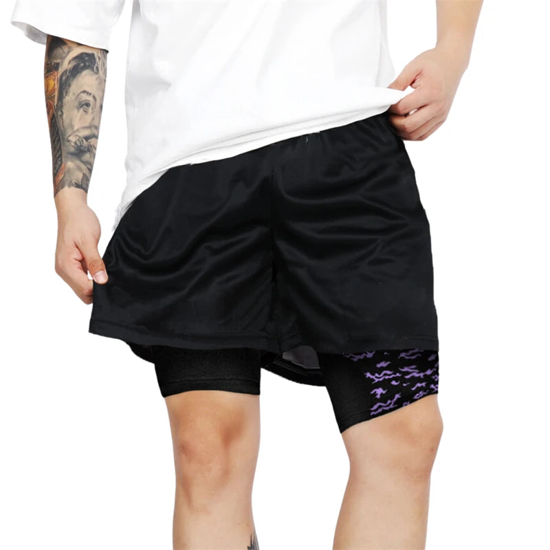 Anime 3D Print 2-in-1 Gym Shorts