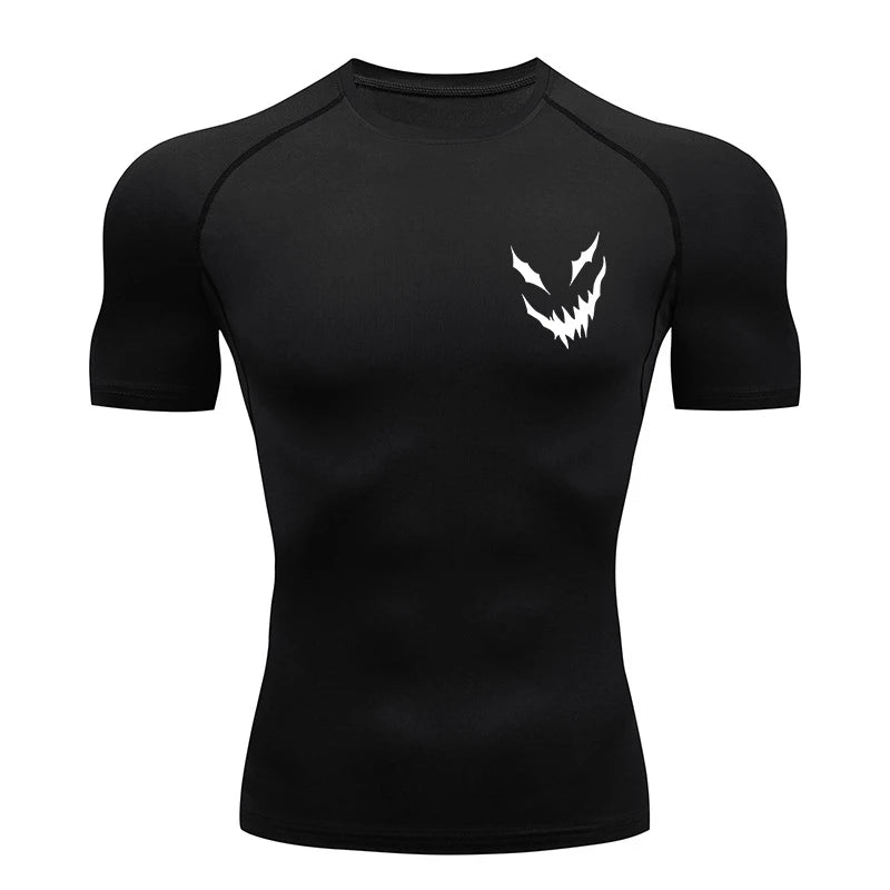 Bull Print Compression Gym Shirt – Quick Dry