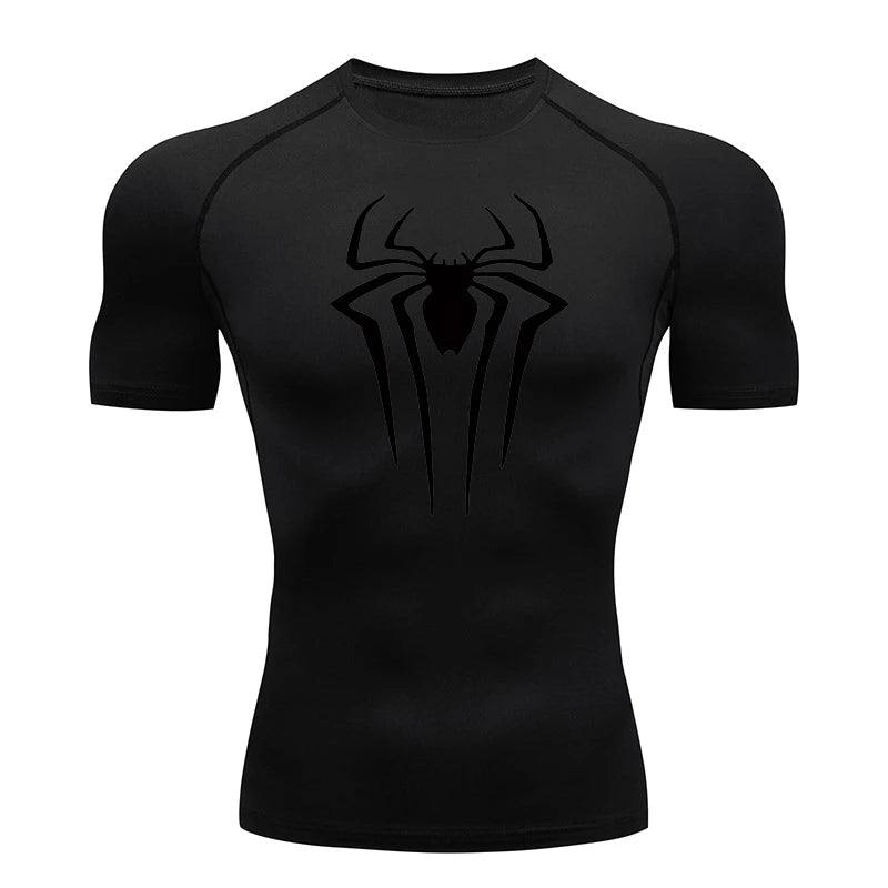Spider Print Compression Gym Shirt – Quick Dry