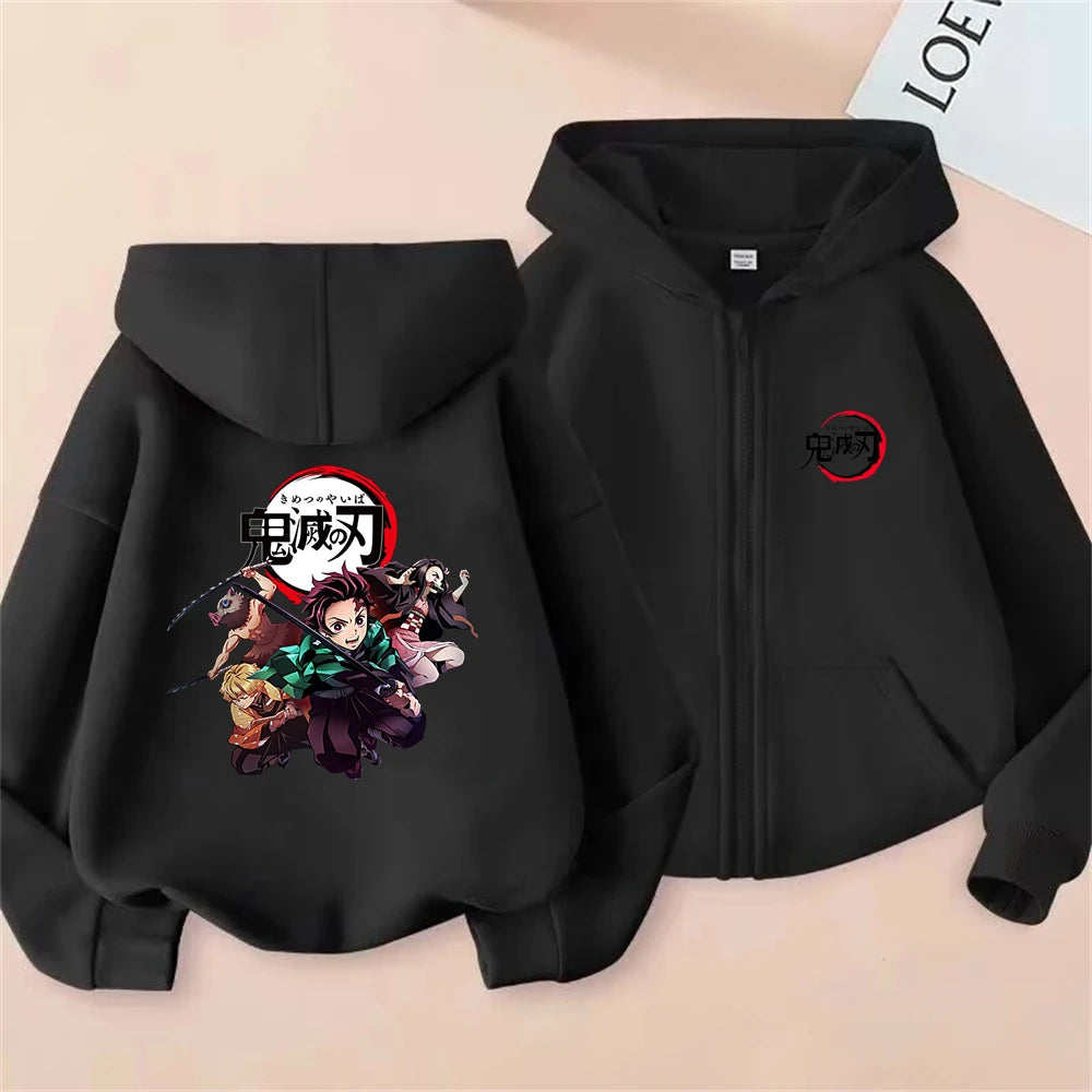 Demon Slayer Kids Zip Hoodie – Anime Sweatshirt