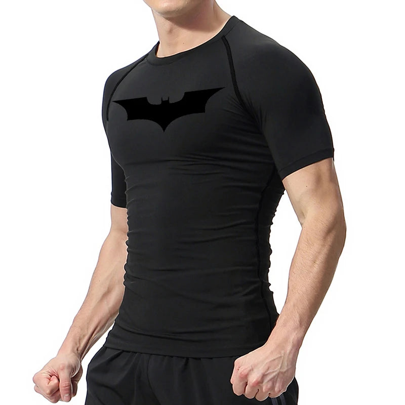 Bat Print Compression Gym Shirt – Quick Dry