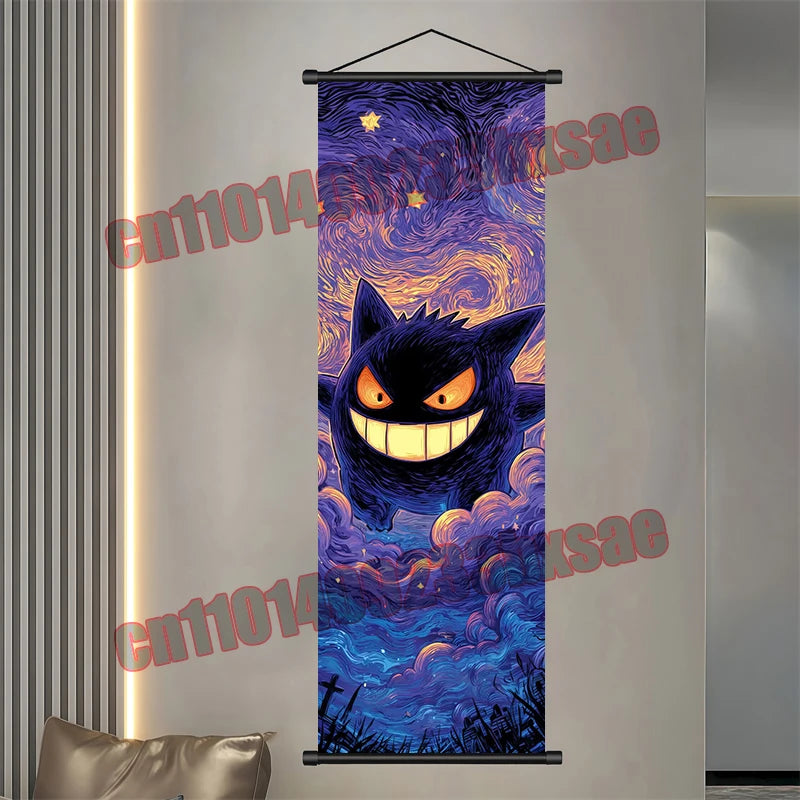 Pokémon Scroll Poster – Gengar, Eevee & Pikachu Wall Art