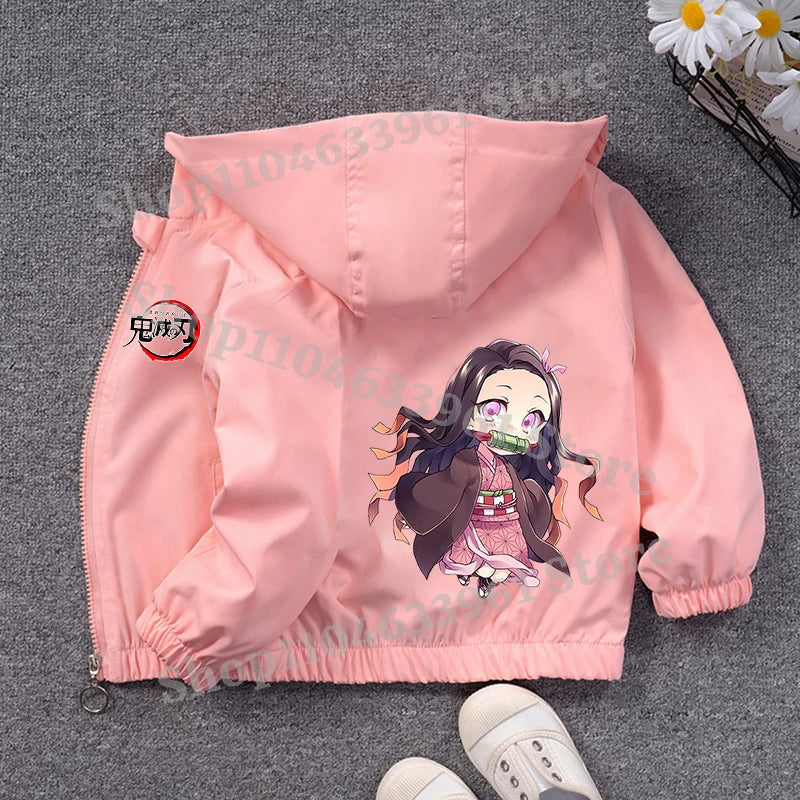 Demon Slayer Kids Windbreaker – Anime Sweatshirt Jacket